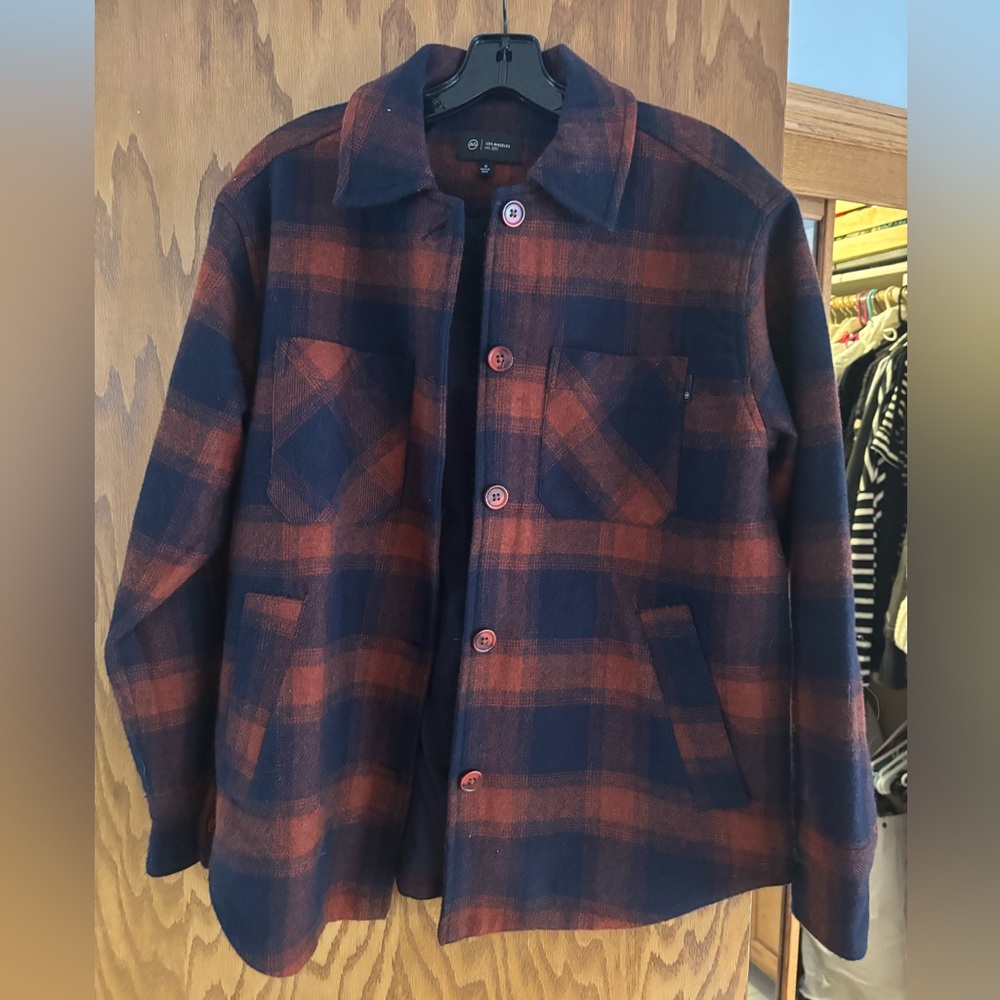 AG Jesns Navy and Red Plaid Shirt Jacket
